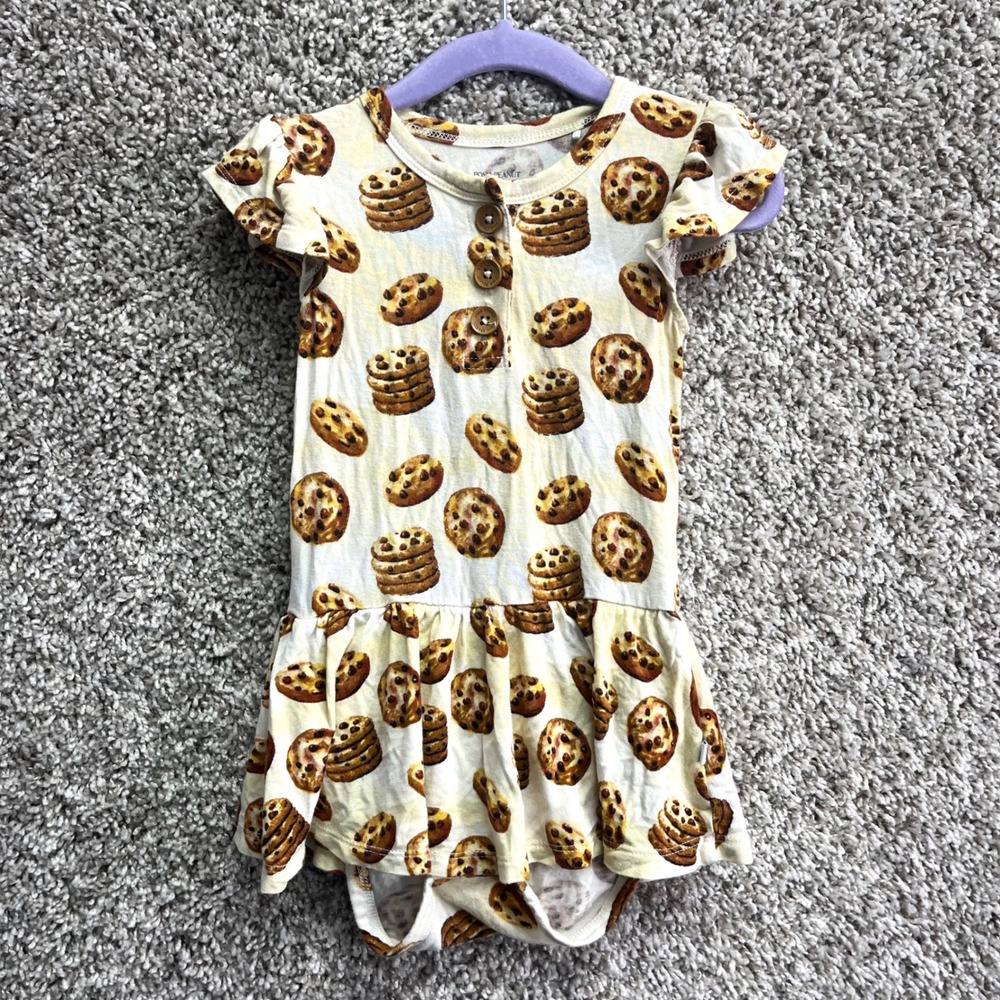 Posh Peanut Chocolate Chip Cookie Bamboo Ruffle Skirted One Piece in Size 18-24M